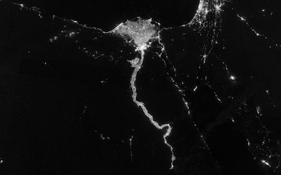 Nile delta at night
